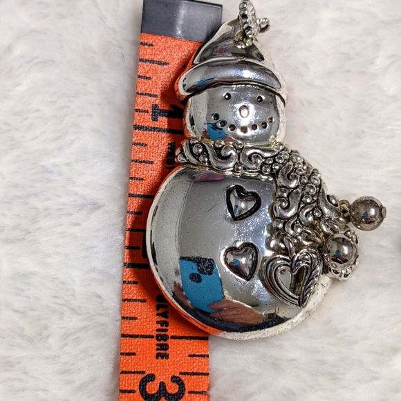 Christmas Holiday Snowman Brooche/Pendant & Pierced Earrings - Picture 5 of 8